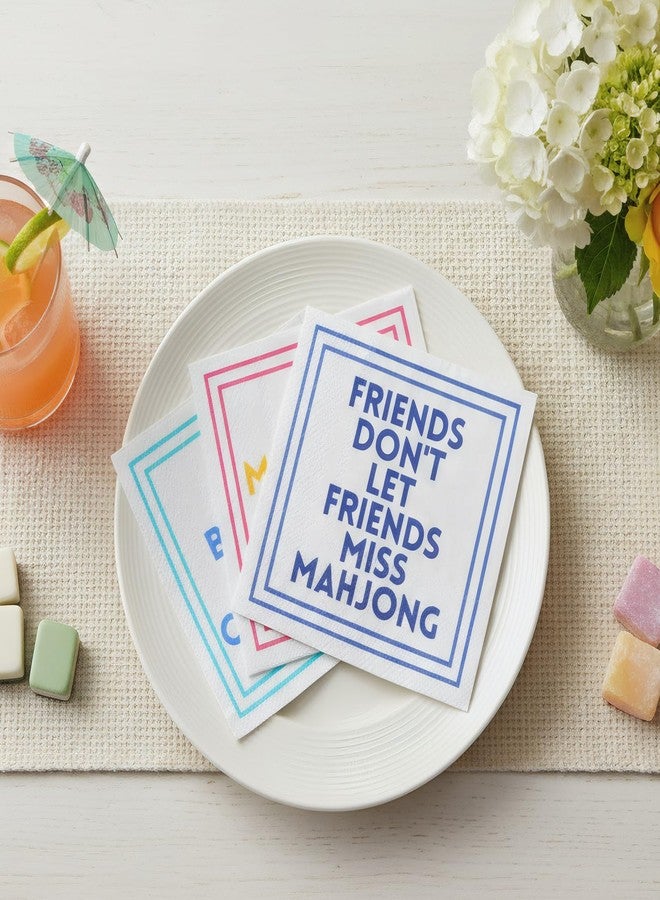 Weekgrat 100 Pcs Funny Mahjong Cocktail Napkins 5'' x 5'' Folded Mahjong Disposable 2-ply Paper Party Beverage Napkin Decorative Tableware Supply for Bar Wedding 5 Design Choices - Image 5